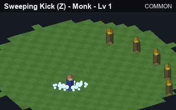 Sweeping Kick (Sweeping Kick at Common, level 1): animated preview of its visuals